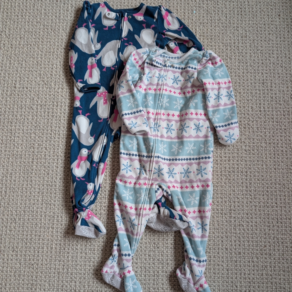 Cozy Kids Footies with Penguin and Snowflake Patterns